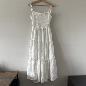Blu Pepper gesmoktes Stufen Maxikleid Gr. M weiß Cottagecore Festival Bauernhof - Bild 1 von 16