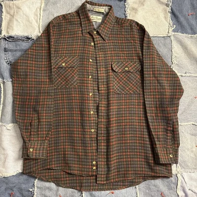 Camisa gris vintage años 70/80 de lana Sears & Roebucks de franela lisa para hombre L/XL EE. UU. Foto 1 de 4