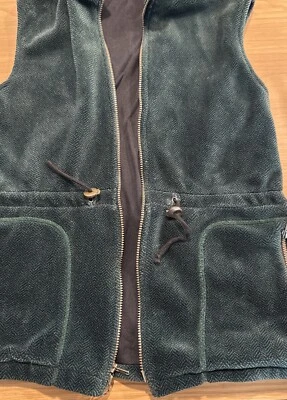 Colete feminino vintage diamante preto floco de neve lã pilha alta com zíper tamanho M verde - Imagem 1 de 4