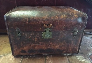 Antique Hartmann 1886 First Lady Cleveland's Honeymoon Leather Immigrants Trunk - Picture 1 of 9