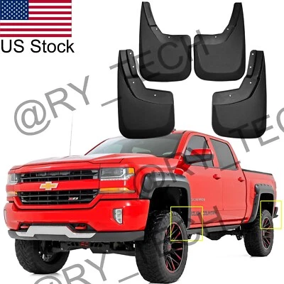 Para 2014-2018 Chevrolet Silverado com alargadores de para-lama 4 peças protetores contra respingos de lama - Imagem 1 de 4