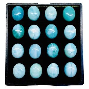 16 Pcs Natural Larimar 11x9mm Oval Loose Cabochon Untreated Gemstones Lot 71 Cts - Picture 1 of 10