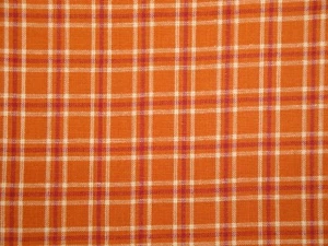 Orange Plum White Plaid Woven Cotton Homespun Fabric | Quilt Sewing Home Decor - Picture 1 of 6