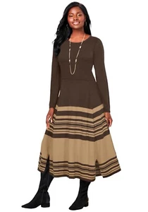 Jessica London Fit and Flare Pulloverkleid Gr. 12 braun neutral erdig neu ohne Etikett - Bild 1 von 6