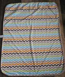 JUST BORN Baby Blanket Multi Color Chevron Zig Zag Tan Sherpa Back 30” x 40” - Picture 1 of 5