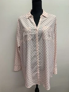 Talbots Women’s Light Pink Polka Dot Shirt Blouse Long Sleeve Pockets 2X NEW - Picture 1 of 11