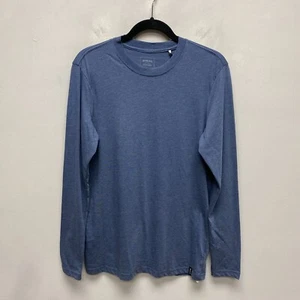 Prana Mens Denim Heather Solid Crew Neck Long Sleeve Pullover T-Shirt XST - Picture 1 of 8