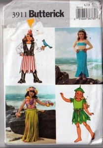 Butterick 3911 Halloween Costume Pattern By the Sea Characters Girls  6 7 8 OOP - Picture 1 of 2