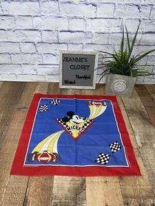 Vintage Walt Disney Mickey Mouse Race Car Bandana Scarf JA Woronowicz NJ NOS Red - Picture 1 of 8