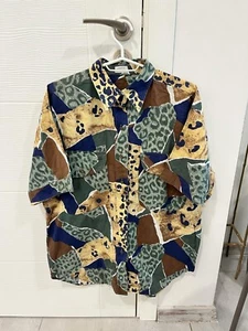 Vintage 80s Bogner Shirt Leopard Print Size 40 Made In West Germany Rare - Picture 1 of 4
