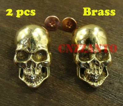 2pcs Brass Leathercraft Skull rivet stud Punk screw back Conchos Wallet Z228 - Image 1 of 4