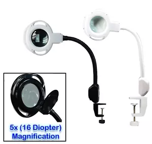 (5x) Magnification (16) Diopter Clamp LED Mag Lamp Light Equipment in WHT or BLK - Picture 1 of 6