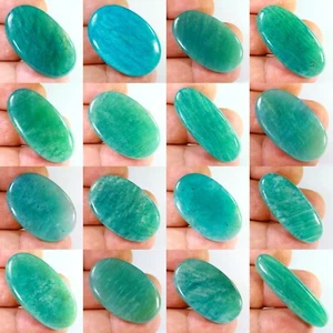 WHOLESALE LOT RARE NATURAL GREEN AMAZONITE OVAL CABOCHON RUSSIA GEMSTONE AAA FY- - Picture 1 of 21