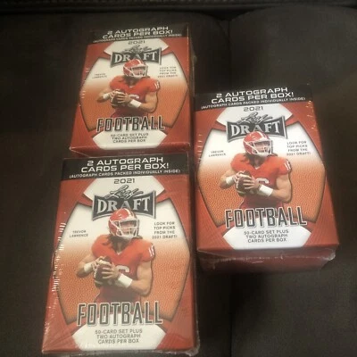 2021 Leaf Draft  Football Blasters  2 Autographs Lot 3 😱👀👀🔥🔥 - Image 1 of 4