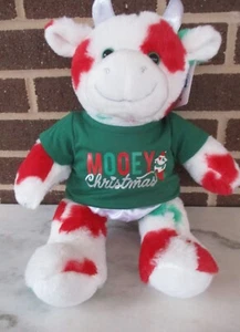 Build A Bear Christmas Cow 16" -Mooey Christmas T-Shirt/White Satin Panty - Picture 1 of 6
