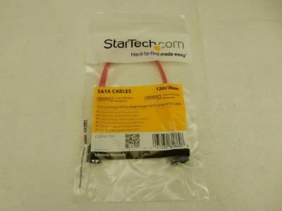 2) NEW 12" Startech LSATA12RA1 SATA III 6Gbps Right Angle Data Cable Hard Drive - Image 1 of 3