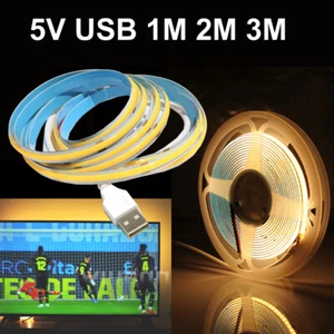 1M 2M 3M 4M 5M 5V USB COB Strip Light 3000K Warm White Dimmable 320COB/M CRI 90 - Picture 1 of 14
