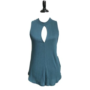 Free People Faye geripptes Schlüsselloch-Tanktop Größe Small türkis neu 58 $ - Bild 1 von 5