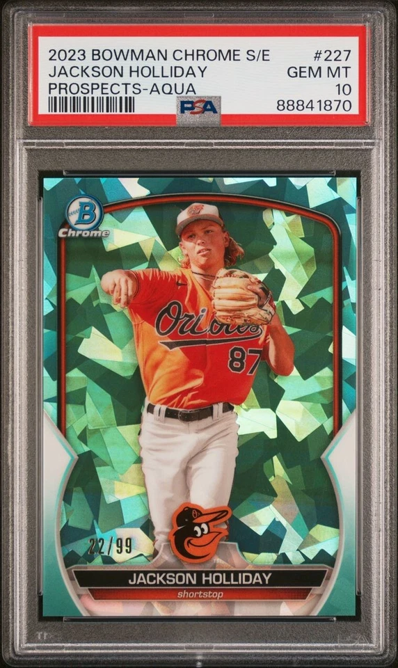 2023 Bowman Chrome Sapphire Jackson Holliday Aqua PSA 10 Gem Mint /99 - Image 1 of 3