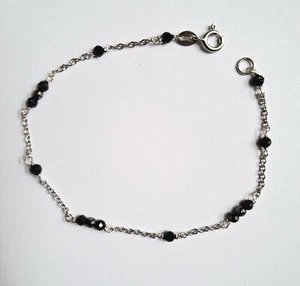 Bracciale in argento 925 con sfere di argento sfaccettate e spinello nero - Foto 1 di 4