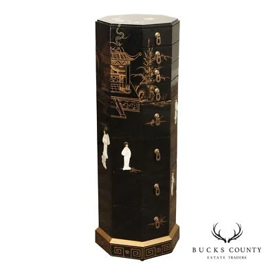 Joyero de laca negra decorado Chinoiserie Foto 1 de 4