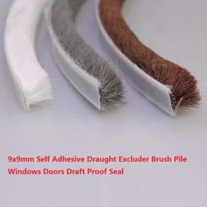 9x9mm Self Adhesive Draught Excluder Brush Pile Windows Doors Draft Proof Seal - Picture 1 of 8