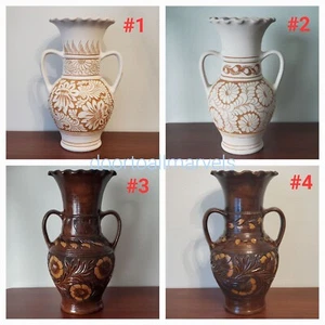 1 VTG KOROND Hand Carved Ceramic Vase Signed Transylvania Pottery Rustic 16" - Picture 1 of 12