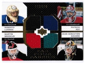 07/08 UD SERIES 2 PATRICK ROY/LUONGO/BRODEUR/GIGUERE FF-RBLG FAB FOUR JERSEY 100
