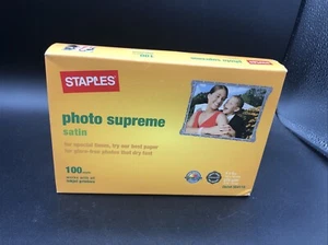 Staples Photo Supreme Satin Paper, 100 Sheets For All Inkjet Printers 4x6 In - Picture 1 of 5