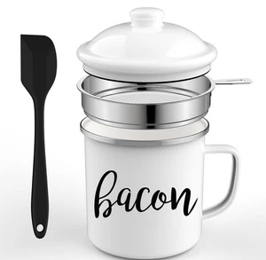 OGERY Salvagrasso Pancetta con Colino, Contenitore 46oz Grande Capacità Bianco Nuovo - Foto 1 di 12