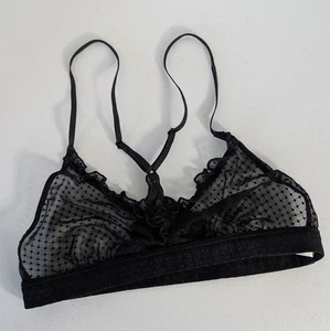 Free People Intimate Shear Lace Racerback Black Bralette XSmall Wireless Dots - Bild 1 von 6