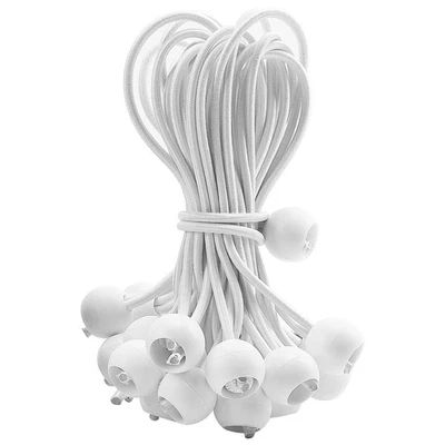 ECENCE 50 Stück Planenspanner - Weiße Spann-Gummis mit Kugel für Zelt & Plane