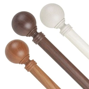 1 inch Adjustable Single Faux Wood Curtain Rod 48-84 inch in Pearl White with - Picture 1 of 3