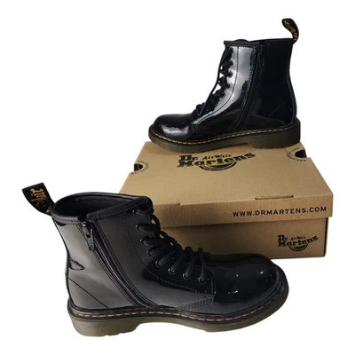 Ботинки на шнуровке Dr. Doc Martens Air 1460 J размер B 4 G 5 черная лакированная кожа - Изображение 1 из 4