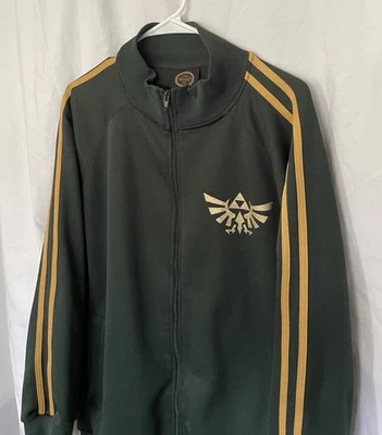 Jaqueta de pista vintage Nintendo masculina LEGEND OF ZELDA zíper completo OURO VERDE tamanho MÉDIO - Imagem 1 de 4