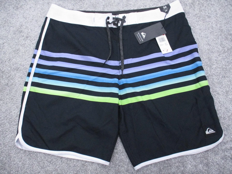 Quiksilver Board Shorts Mens 36 Striped Grass Roots 20 Swim Trunks New With Tags - Image 1 of 4