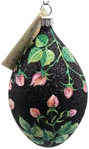 Patricia Breen Large Rose Egg Pink Black Easter Spring Christmas Tree Ornament - Picture 1 of 11