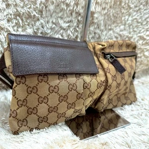 GUCCI 28566 Unisex Gürteltasche Beige Braun Canvas Leder Gürteltasche GG Monogram - Bild 1 von 24