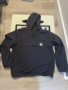 Carhartt WIP Nimbus Pullover Black Nylon/Fleece Half Zip Anorak Men’s - Size L - Picture 1 of 5