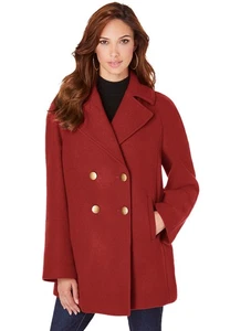 Roaman's Women's Plus Size Plus Size Wool Blend A-Line Peacoat - Picture 1 of 15
