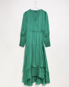 Joanna Hope Wrap Dress Size UK 22 Teal Green Satin Occasion Midaxi Plus - Picture 1 of 6