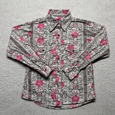 女牛仔五金上衣粉色花卉 Rodeo 西部乡村青年女孩 S 码 — 第 1/4 张图片