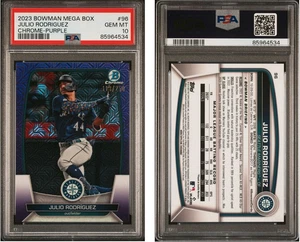 2023 BOWMAN MEGA BOX CHROME JULIO RODRIGUEZ PURPLE REFRACTOR /250 MARINER PSA 10 - Picture 1 of 1