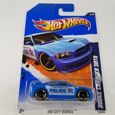 Hot Wheels Dodge Charger SRT8 Satin Blue 2010 #110/240 City Works #2 New on Card - Image 1 of 4