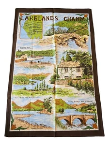 Vintage Tea Towel Made In Britain Pure Linen Lakelands Charm - Foto 1 di 2
