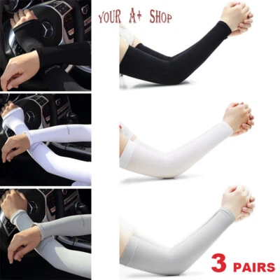 3 Pairs Cooling Arm Sleeves Cover UV Sun Protection Sports Outdoor For Men Women - Image 1 of 4
