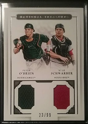 2016 National Treasures KYLE SCHWARBER Rookie & PETER O'BRIEN Rookie Relics /99 - Image 1 of 4