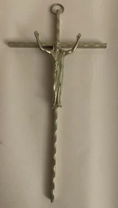 Vtg Silver Metal Cross Crucifix with Pewter Risen Christ Corpus 9.75” X 5” - Picture 1 of 14
