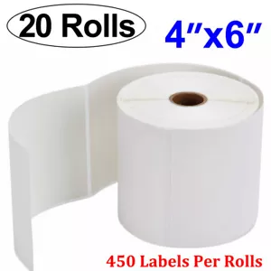 20 rollos de etiquetas de envío térmico directo 4x6 450/rollo para Zebra 2844 ZP450 Eltron - Imagen 1 de 12