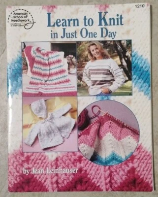 Learn to Knit in Just One Day, American School Of Needlework Booklet #1210 - Image 1 of 2